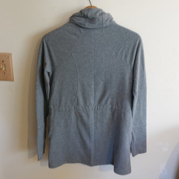 𝅺EDDIE Bauer Sweater Striped Gray Blue Pockets Small - Picture 9 of 12